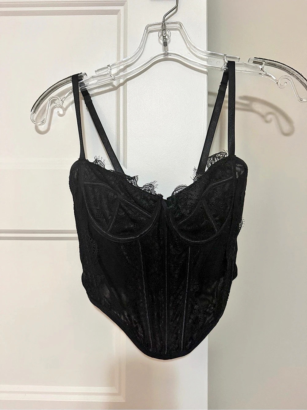RYAN DESTINY x PacSun Black Lace Trim Corset Top Corset Top size S